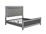 Refino Gray King LED Upholstered Panel Bed by Crown Mark at Eve Furniture