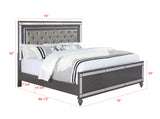 Refino Gray King LED Upholstered Panel Bed by Crown Mark at Eve Furniture
