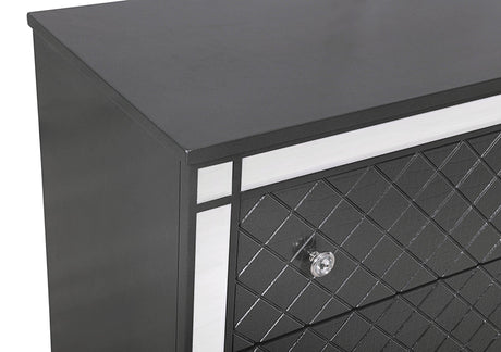 Refino Gray LED Upholstered Panel Bedroom Set by Crown Mark at Eve Furniture