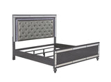 Refino Gray LED Upholstered Panel Bedroom Set by Crown Mark at Eve Furniture