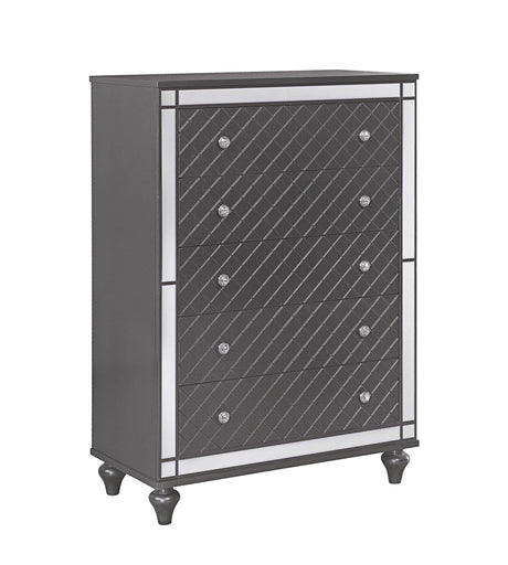 Refino Gray LED Upholstered Panel Bedroom Set by Crown Mark at Eve Furniture