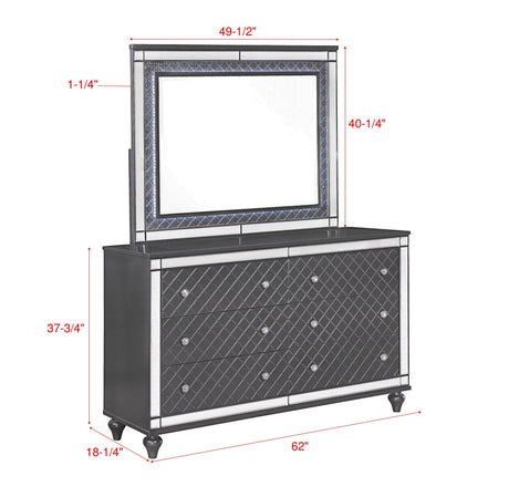 Refino Gray LED Upholstered Panel Bedroom Set by Crown Mark at Eve Furniture