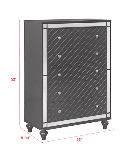 Refino Gray LED Upholstered Panel Bedroom Set by Crown Mark at Eve Furniture