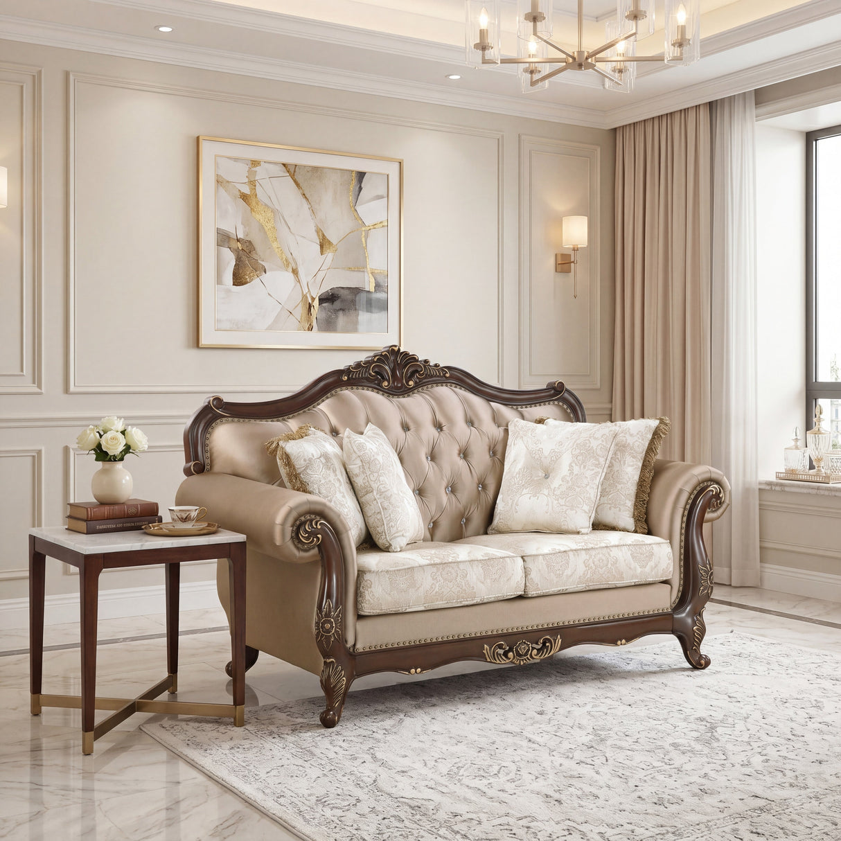 Regal Cherry Brown Loveseat by Homelegance at Eve Furniture