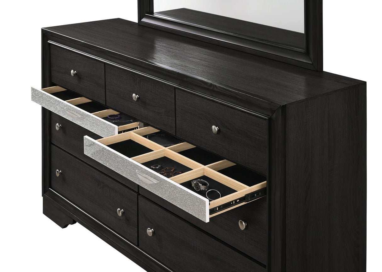Regata Black and Silver Dresser by Crown Mark at Eve Furniture