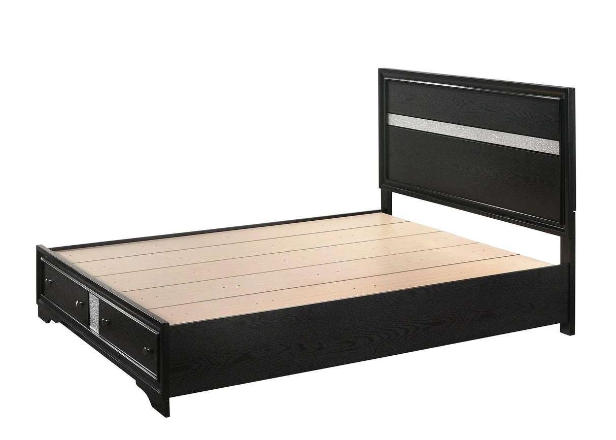 Regata Black and Silver Queen Storage Platform Bed by Crown Mark at Eve Furniture