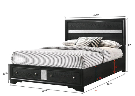 Regata Black and Silver Queen Storage Platform Bed by Crown Mark at Eve Furniture