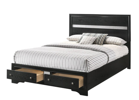 Regata Black and Silver Queen Storage Platform Bed by Crown Mark at Eve Furniture