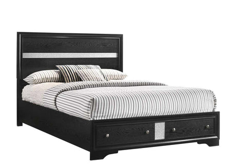 Regata Black and Silver Queen Storage Platform Bed by Crown Mark at Eve Furniture