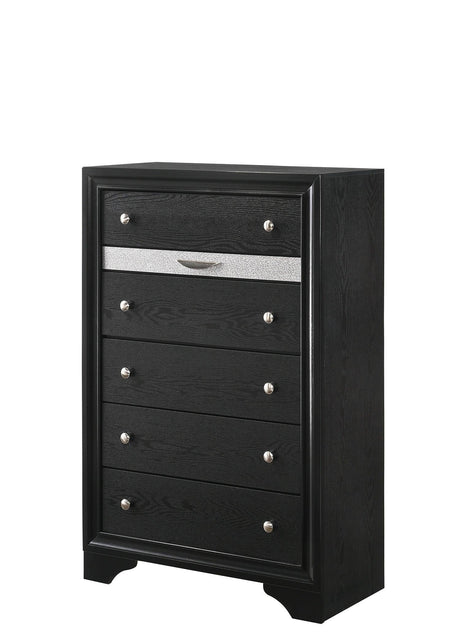 Regata Black and Silver Storage Platform Bedroom Set by Crown Mark at Eve Furniture