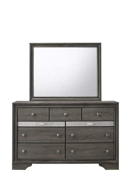 Regata Gray and Silver Bedroom Mirror (Mirror Only) by Crown Mark at Eve Furniture