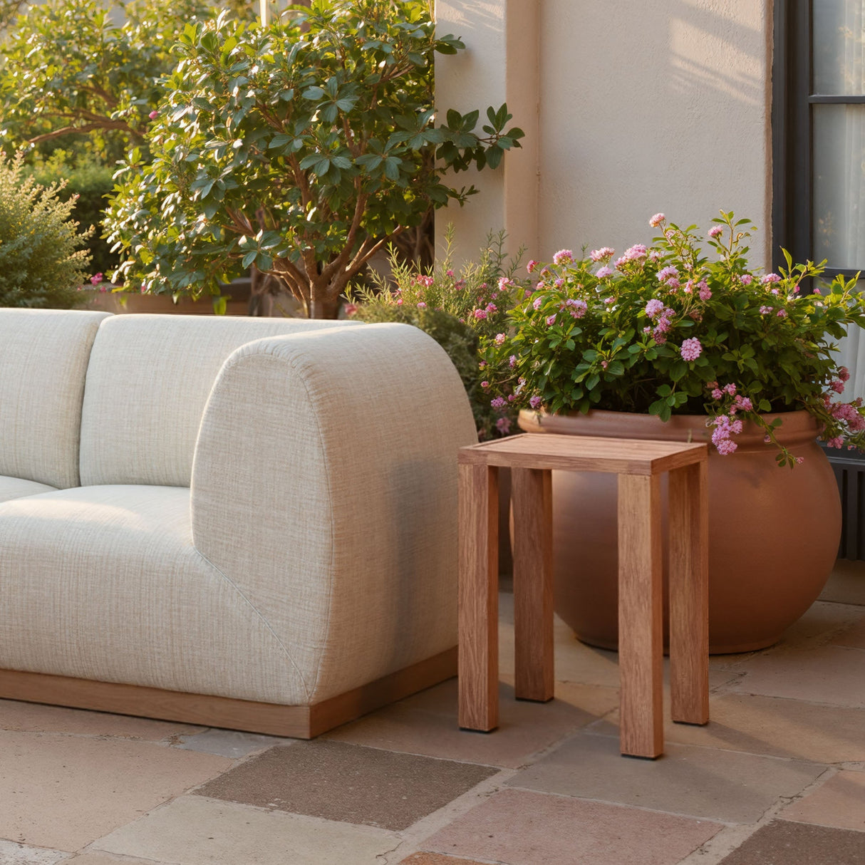 Regels Natural Outdoor Side Table by Zuomod at Eve Furniture