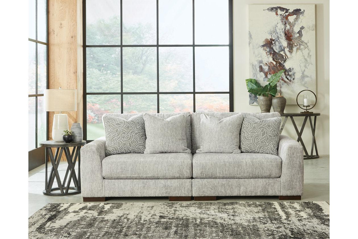 Regent Park Pewter 2-Piece Sectional Loveseat by Ashley at Eve Furniture