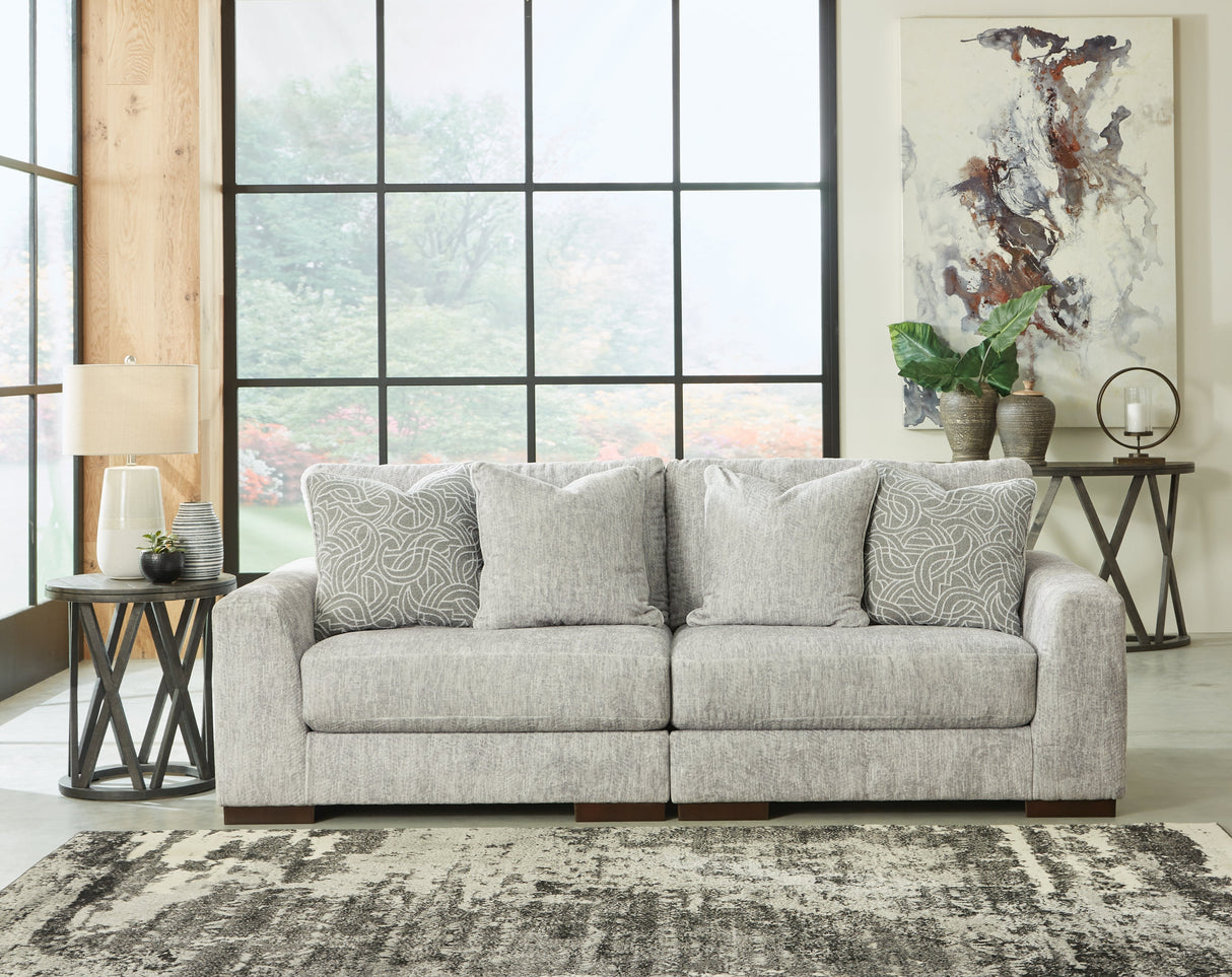 Regent Park Pewter Sofa and Loveseat by Ashley at Eve Furniture