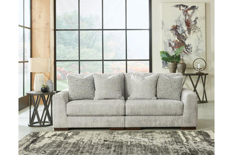 Regent Park Pewter 2-Piece Sectional Loveseat by Ashley at Eve Furniture