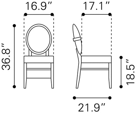 Regents Walnut & Light Gray Dining Chair (Set of 2) by Zuomod at Eve Furniture