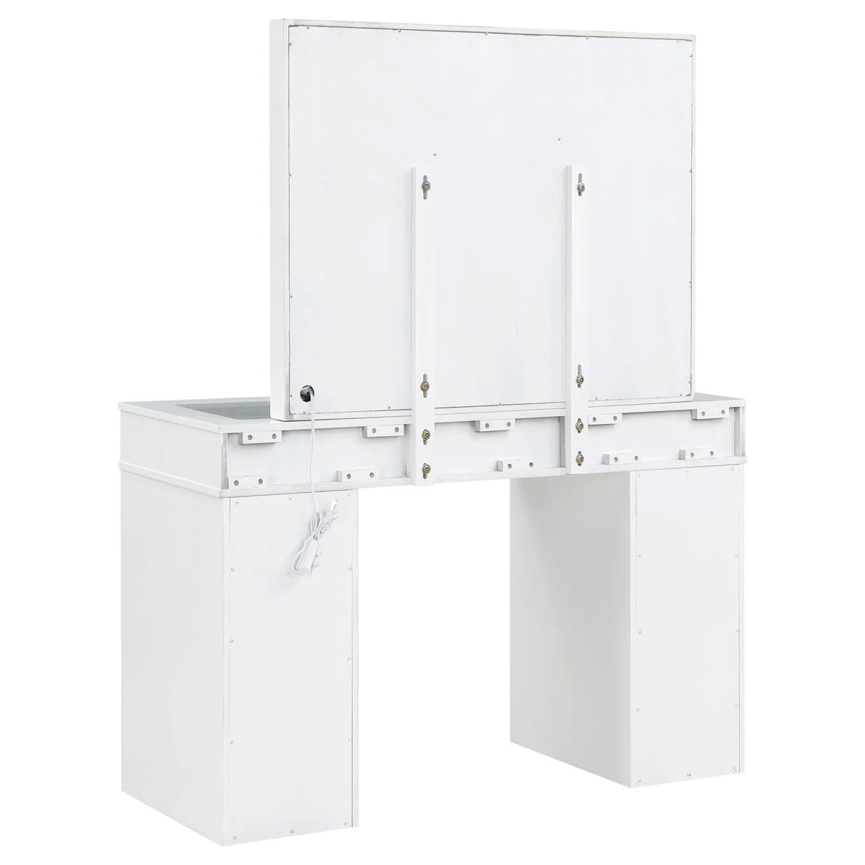 Regina White 3-piece Makeup Vanity Table Set Hollywood Lighting Mirror by Coaster at Eve Furniture