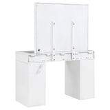 Regina White 3-piece Makeup Vanity Table Set Hollywood Lighting Mirror by Coaster at Eve Furniture