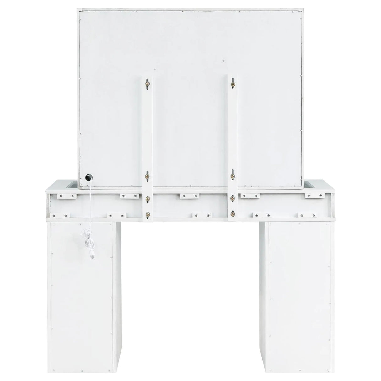 Regina White 3-piece Makeup Vanity Table Set Hollywood Lighting Mirror by Coaster at Eve Furniture