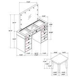 Regina White 3-piece Makeup Vanity Table Set Hollywood Lighting Mirror by Coaster at Eve Furniture