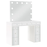 Regina White 3-piece Makeup Vanity Table Set Hollywood Lighting Mirror by Coaster at Eve Furniture