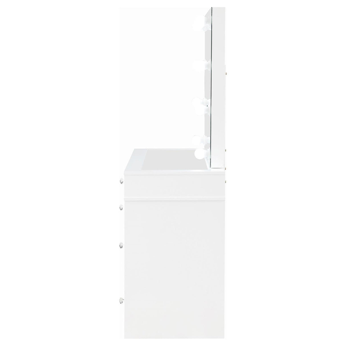 Regina White 3-piece Makeup Vanity Table Set Hollywood Lighting Mirror by Coaster at Eve Furniture