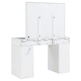 Regina White 3-piece Makeup Vanity Table Set Hollywood Lighting Mirror by Coaster at Eve Furniture