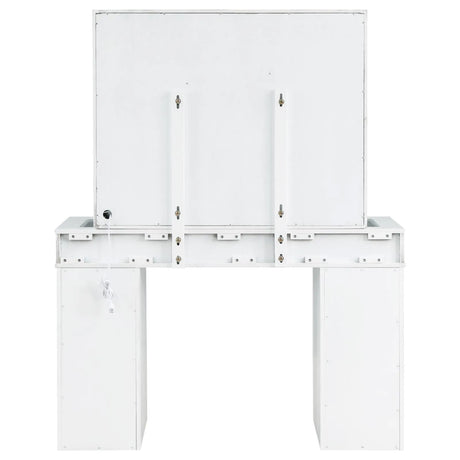 Regina White 3-piece Makeup Vanity Table Set Hollywood Lighting Mirror by Coaster at Eve Furniture