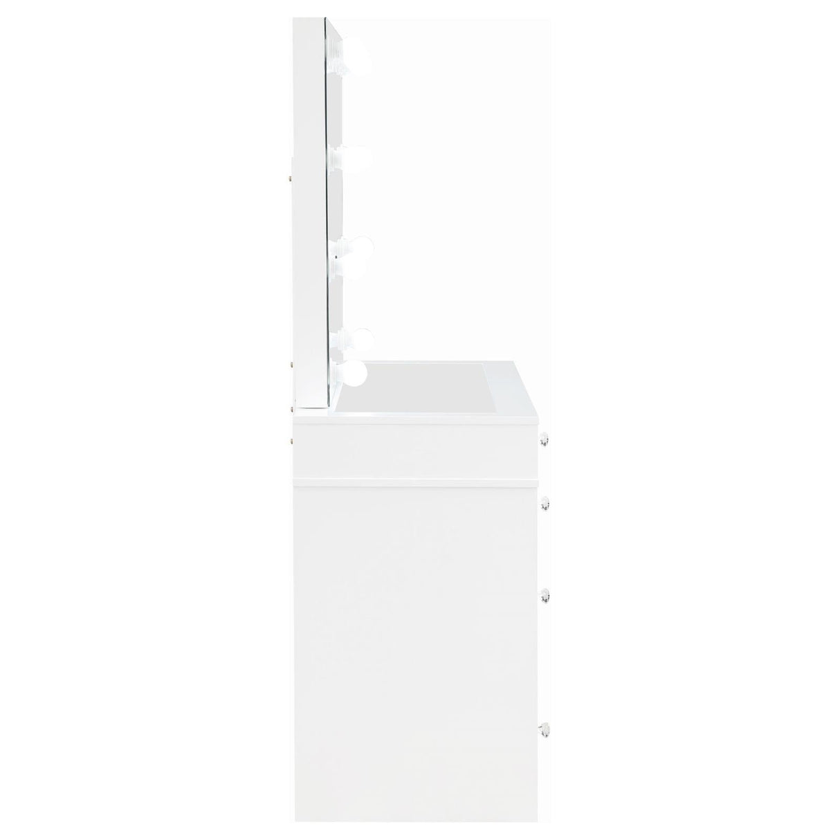 Regina White 3-piece Makeup Vanity Table Set Hollywood Lighting Mirror by Coaster at Eve Furniture