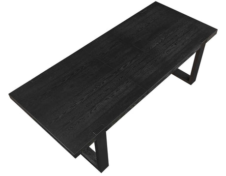 Reid 77-95″ Dining Table with 18″ Leaf, Black Finish by Steve Silver at Eve Furniture