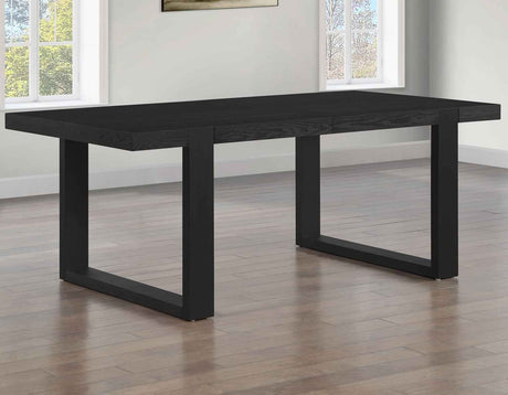 Reid 77-95″ Dining Table with 18″ Leaf, Black Finish by Steve Silver at Eve Furniture
