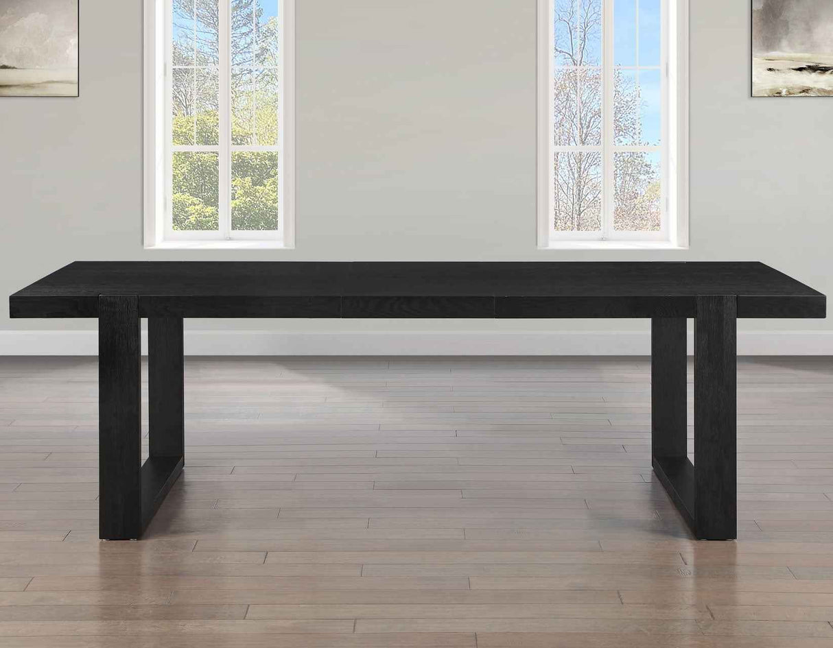 Reid 77-95″ Dining Table with 18″ Leaf, Black Finish by Steve Silver at Eve Furniture