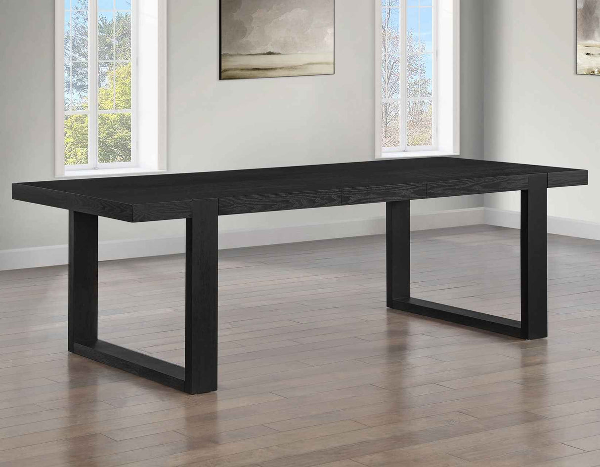 Reid 77-95″ Dining Table with 18″ Leaf, Black Finish by Steve Silver at Eve Furniture