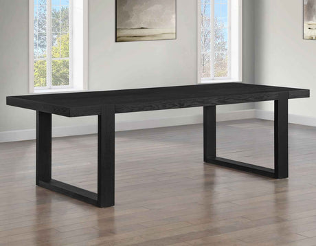 Reid 77-95″ Dining Table with 18″ Leaf, Black Finish by Steve Silver at Eve Furniture