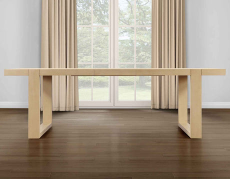 Reid 77-95″ Dining Table with 18″ Leaf, Sand Finish by Steve Silver at Eve Furniture