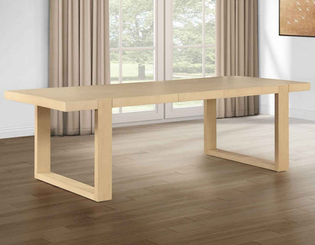 Reid 77-95″ Dining Table with 18″ Leaf, Sand Finish by Steve Silver at Eve Furniture
