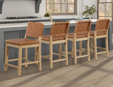 Reid Camel Vegan Leather 30″ Bar Stool, Sand Finish by Steve Silver at Eve Furniture