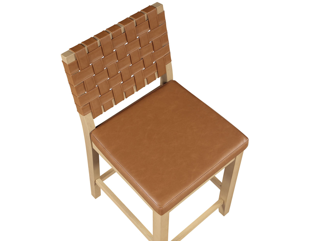 Reid Camel Vegan Leather 30″ Bar Stool, Sand Finish by Steve Silver at Eve Furniture