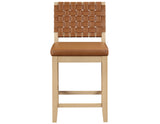 Reid Camel Vegan Leather 30″ Bar Stool, Sand Finish by Steve Silver at Eve Furniture