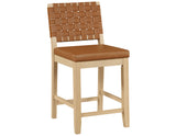 Reid Camel Vegan Leather 30″ Bar Stool, Sand Finish by Steve Silver at Eve Furniture