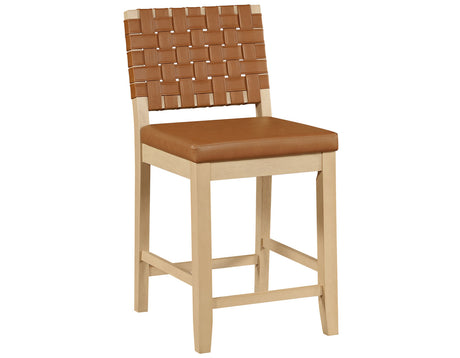 Reid Camel Vegan Leather 30″ Bar Stool, Sand Finish by Steve Silver at Eve Furniture