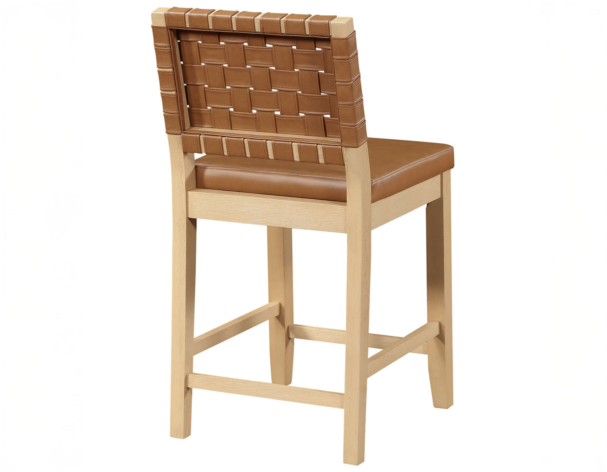 Reid Camel Vegan Leather 30″ Bar Stool, Sand Finish by Steve Silver at Eve Furniture