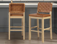 Reid Camel Vegan Leather 30″ Bar Stool, Sand Finish by Steve Silver at Eve Furniture