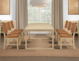 Reid Camel Vegan Leather 5-Piece 77-95″ Dining Set, Sand Finish by Steve Silver at Eve Furniture