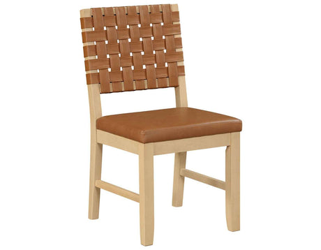 Reid Camel Vegan Leather Side Chair, Sand Finish, Set of 2 by Steve Silver at Eve Furniture