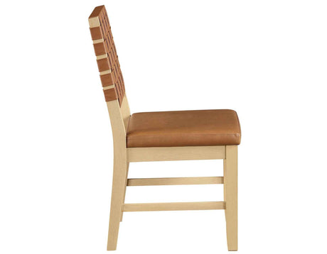 Reid Camel Vegan Leather Side Chair, Sand Finish, Set of 2 by Steve Silver at Eve Furniture