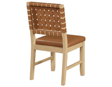 Reid Camel Vegan Leather Side Chair, Sand Finish, Set of 2 by Steve Silver at Eve Furniture