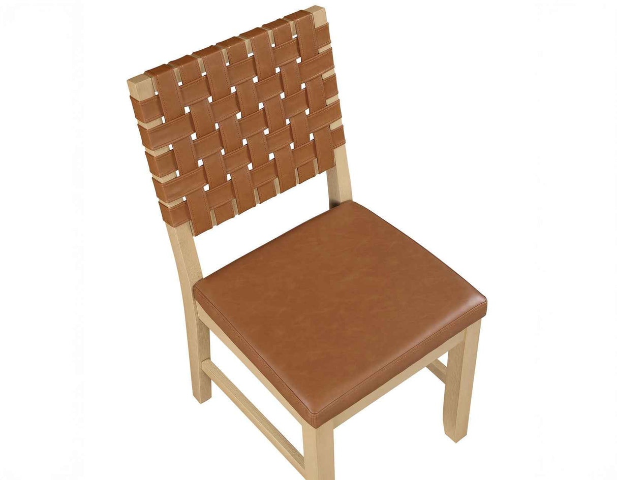 Reid Camel Vegan Leather Side Chair, Sand Finish, Set of 2 by Steve Silver at Eve Furniture