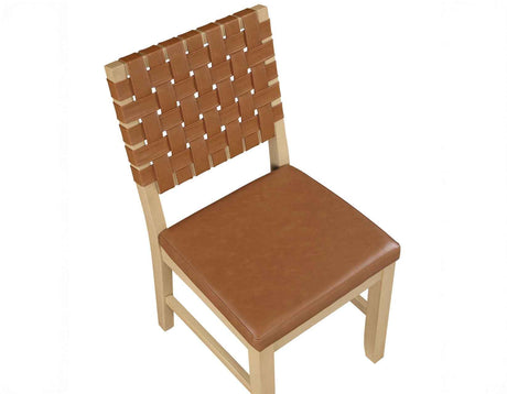 Reid Camel Vegan Leather Side Chair, Sand Finish, Set of 2 by Steve Silver at Eve Furniture