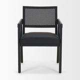 Reid Framed Black Cane Black Fabric Dining Armchair by Mercana at Eve Furniture
